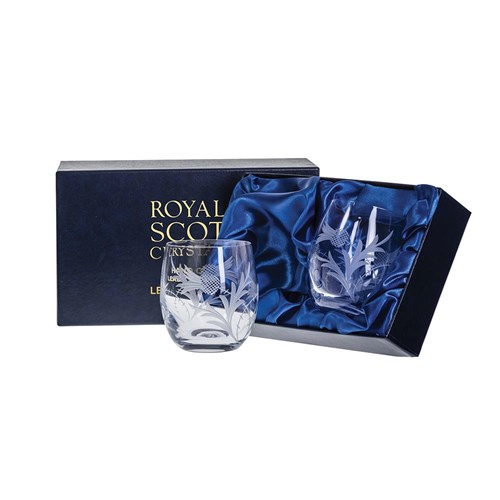 Flower of Scotland 2 Barrel Tumblers 86mm (Presentation Boxed)  Royal Scot Crystal - Shop Today